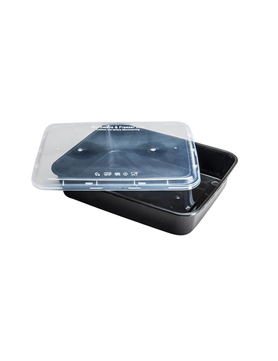 Hotelware ecofusion BLACK PP FOOD SQUARE CONTAINER WITH TRANSPARENT LID 750ml