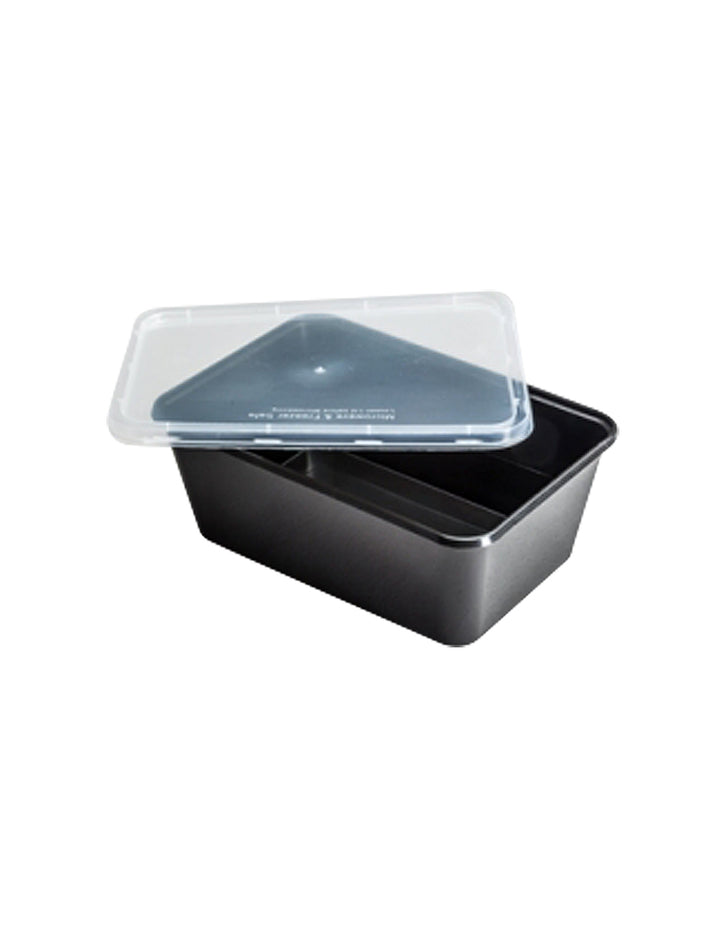 Hotelware ecofusion BLACK PP FOOD SQUARE CONTAINER WITH TRANSPARENT LID 1200ml